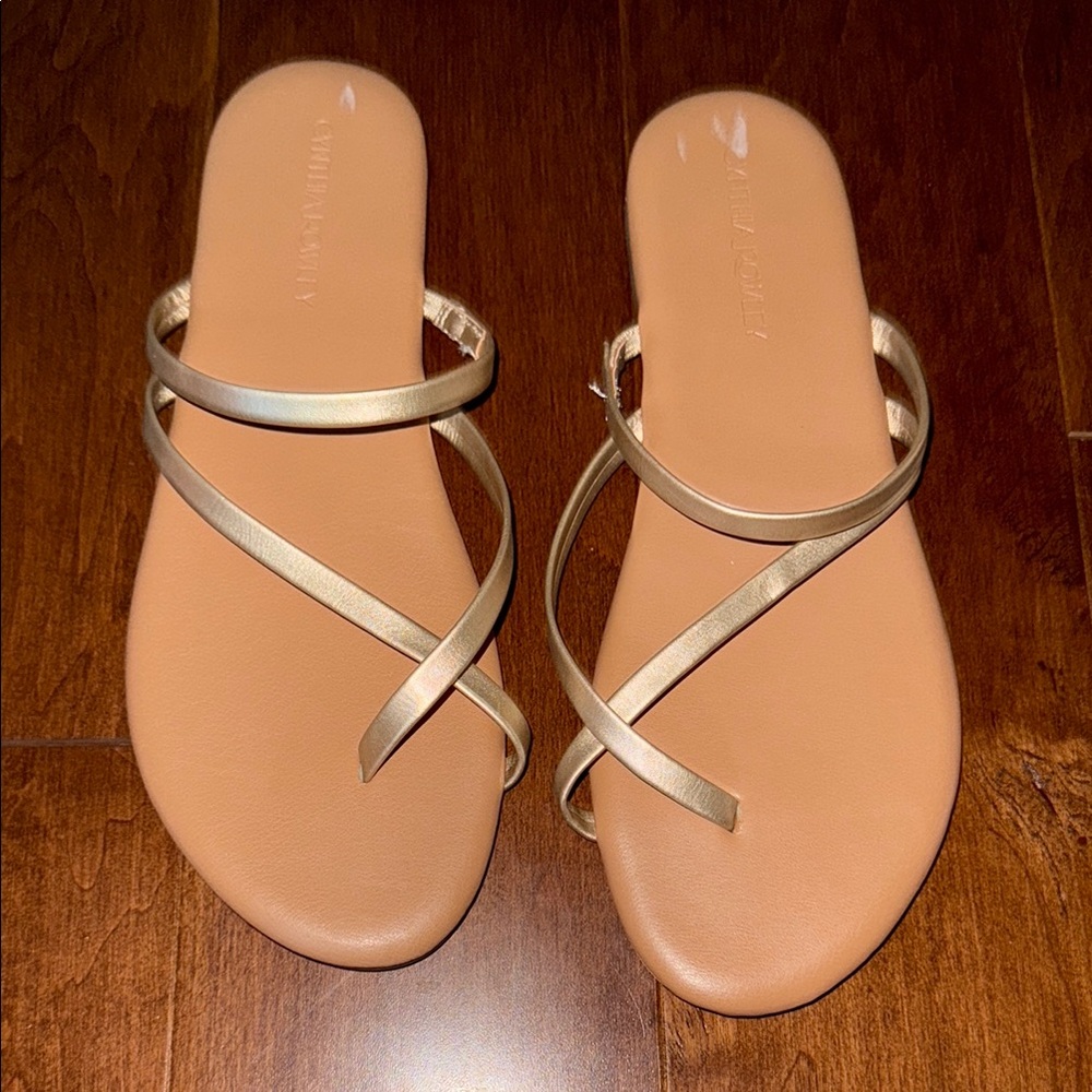 Cynthia Rowley Gold Sandals Minimalist Design